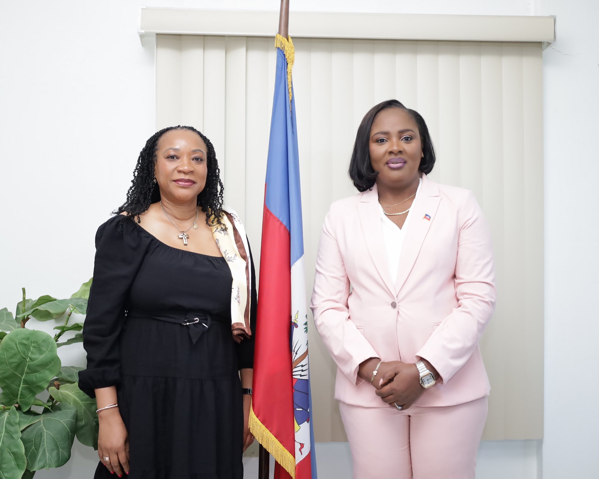Sandra Paulemon en réunion avec la Coordonnatrice résidente des Nations Unies à Port-au-Prince