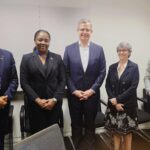 La ministre de la Planification Dr Sandra Paulemon en séance de travail avec la délégation d’ODI Global conduite par Hans Peter Lankes à Washington, en marge des réunions de printemps du FMI et de la Banque mondiale.