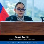 La ministre des Affaires étrangères Raina Forbin et son homologue dominicain Roberto Álvarez lors de la rencontre bilatérale au Parc industriel CODEVI pour relancer le dialogue entre Haïti et la République dominicaine.