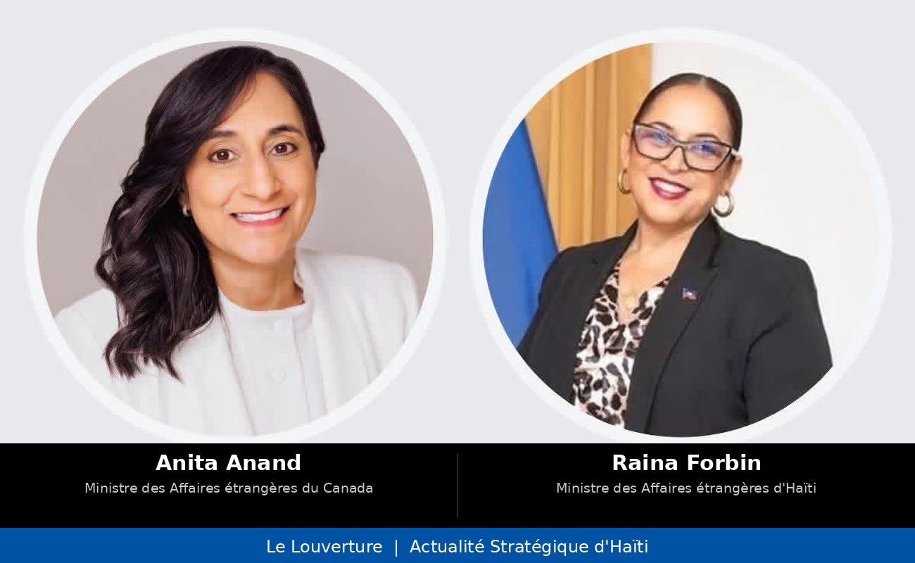 La ministre des Affaires étrangères Raina Forbin lors de son entretien téléphonique avec son homologue canadienne Anita Anand pour consolider le partenariat stratégique Haïti-Canada au service de la stabilité.