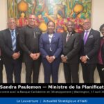 La ministre de la Planification Dr Sandra Paulemon en réunion avec Daniel Best, président de la Banque Caribéenne de Développement, à Washington pour mobiliser des financements en faveur d’Haïti.