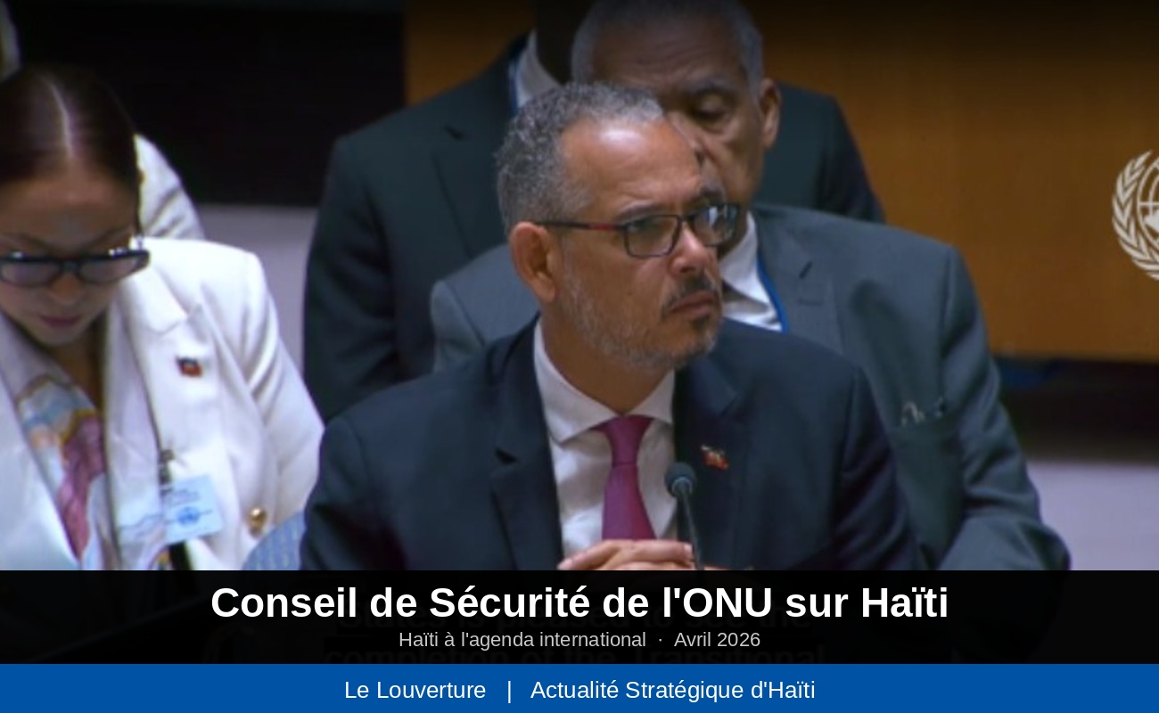 Le Premier ministre haïtien Alix Didier Fils-Aimé prend la parole devant le Conseil de sécurité de l’ONU lors d’une séance consacrée à la crise en Haïti.