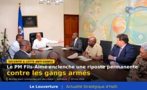 Le PM Alix Didier Fils-Aimé enclenche une riposte permanente contre les gangs armés 25 Le Premier ministre Alix Didier Fils-Aimé dirige une réunion stratégique à la Primature avec les hauts responsables sécuritaires pour intensifier les opérations contre les gangs.