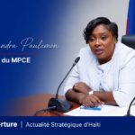 Dr Sandra Paulemon, ministre du MPCE, lors d’une séance de travail stratégique au ministère à Port-au-Prince.