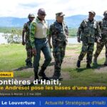 Le Ministre de la Défense Mario Andrésol en inspection avec des soldats des Forces armées d'Haïti dans une zone frontalière, lors de sa mission de terrain aux bases militaires de Malpasse et Marion, le 2 mai 2026.