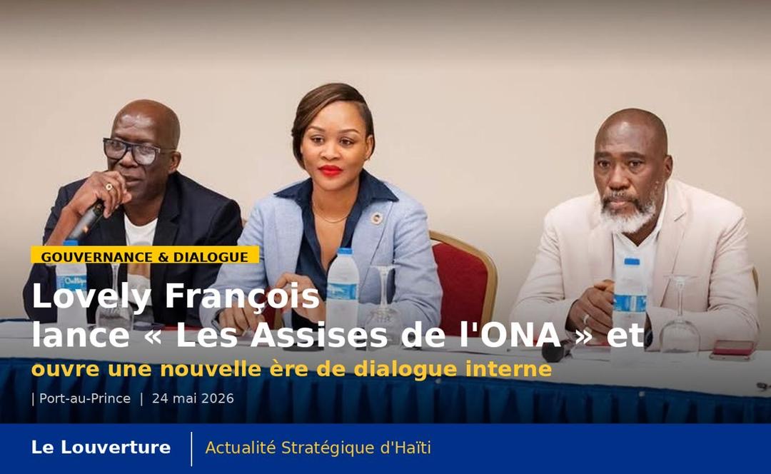 Lovely François lance les « Assises de l’ONA » et ouvre une nouvelle ère de dialogue interne 20 La direction générale de l’ONA, conduite par Lovely François, ouvre les « Assises de l’ONA » à l’Hôtel Oasis en présence des inspecteurs et agents de terrain.