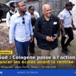 : Elysé Colagene et le ministre de l’Éducation Vijonet Demero inspectent des travaux de réhabilitation d’écoles dans le Grand Sud en préparation de la rentrée scolaire 2026-2027.