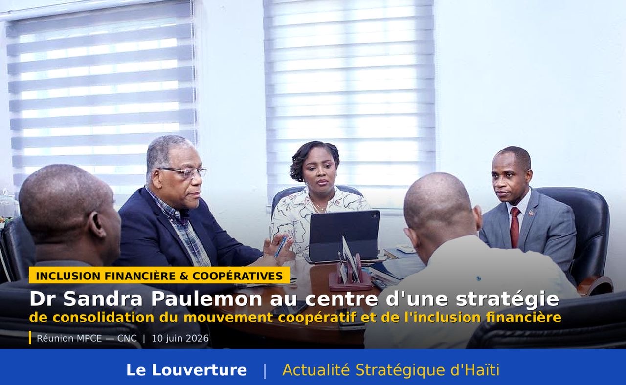 Rencontre entre la Ministre Sandra Paulemon et le Directeur Général du Conseil National des Coopératives autour du renforcement de l’inclusion financière en Haïti.