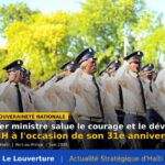 Le Premier ministre Alix Didier Fils-Aimé lors d’une cérémonie ou déclaration officielle en hommage à la Police nationale d’Haïti