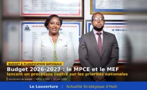 Réunion de lancement du Budget 2026-2027 en Haïti, réunissant les responsables du MPCE, du MEF et des institutions financières publiques autour des priorités économiques et des investissements publics.