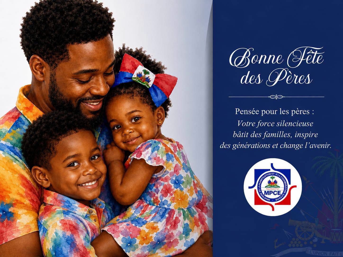La ministre Dre Sandra Paulemon s’adressant aux pères haïtiens dans un message officiel du MPCE à l’occasion de la Fête des Pères.