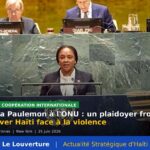 La ministre haïtienne Dr Sandra Paulemon s’exprimant à la tribune de l’ONU à New York, devant la Commission de consolidation de la paix, portant un message sur la paix et la stabilité en Haïti.