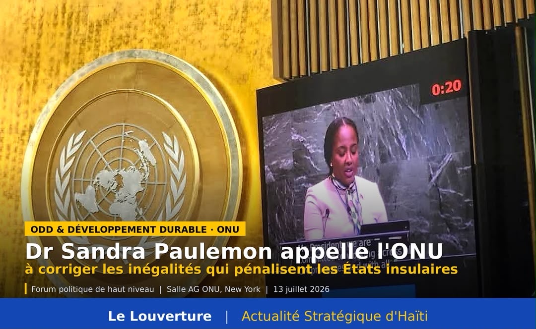 Dr Sandra Paulemon intervenant au Forum politique de haut niveau sur le développement durable des Nations Unies à New York au nom de la CARICOM