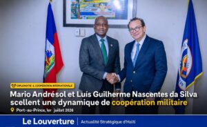 Mario Andrésol et l’ambassadeur du Brésil tracent de nouvelles perspectives en matière de défense 23 Entretien entre le ministre haïtien de la Défense et l’ambassadeur du Brésil à Port-au-Prince