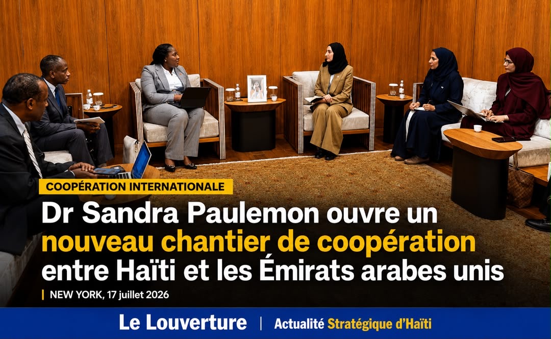 Dr Sandra Paulemon en réunion avec la représentante permanente par intérim des Émirats arabes unis auprès de l’ONU, Ghasaq Shaheen, en marge de l’ECOSOC à New York.