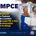 Dr Sandra Paulemon signe le mémorandum du Comité de pilotage lors de la première réunion du Comité PBF en Haïti.