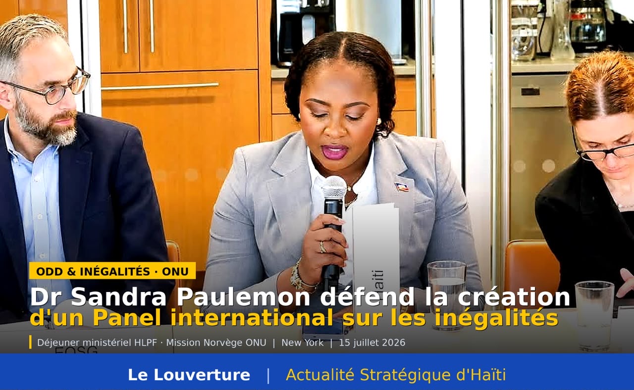 ONU | Dr Sandra Paulemon défend la création d’un Panel international sur les inégalités 15 Dr Sandra Paulemon lors du Forum politique de l’ONU à New York.