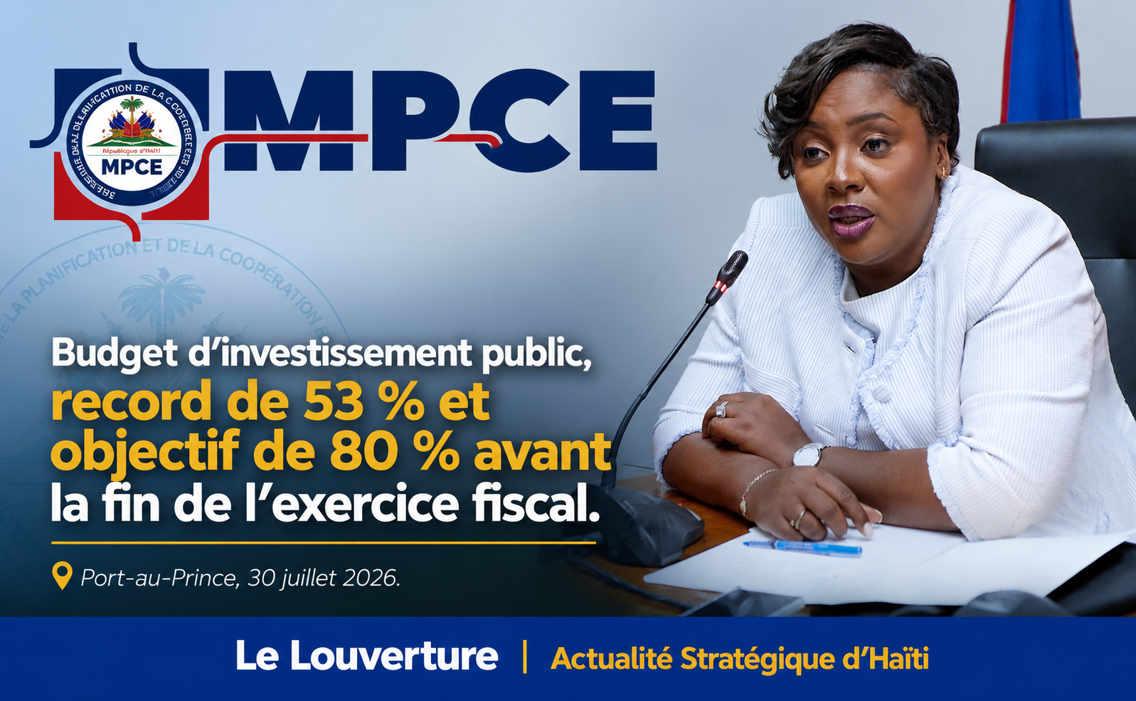 Dr Sandra Paulemon lors d’une interview sur le Budget d’investissement public\.