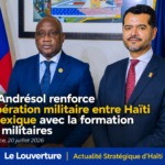 Le ministre Mario Andrésol échange avec l’ambassadeur du Mexique José De Jesús Cisneros Chávez sur la formation de 114 militaires haïtiens.