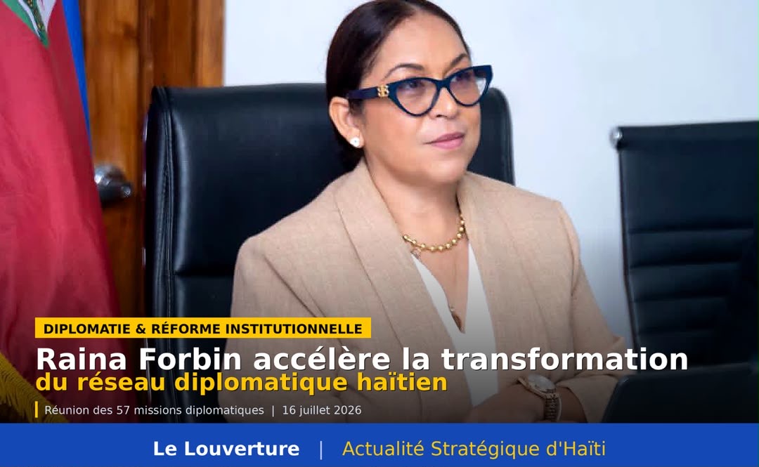 La ministre des Affaires étrangères Raina Forbin lors d’une réunion de travail avec les responsables des Missions diplomatiques et Postes consulaires haïtiens à l’étranger.