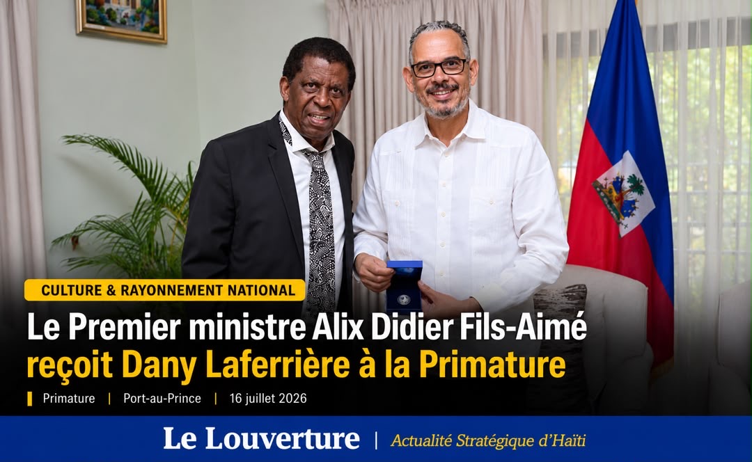 Le Premier ministre Alix Didier Fils-Aimé reçoit Dany Laferrière à la Primature 33 Le Premier ministre Alix Didier Fils-Aimé reçoit l’écrivain Dany Laferrière à la Primature lors d’une rencontre consacrée à la culture, à la transmission du savoir et au rayonnement d’Haïti.