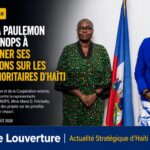 La ministre Sandra Paulemon serrant la main de la directrice pays de l'UNOPS, Mme Dabagai Dabagai, lors de leur rencontre au MPCE à Port-au-Prince.