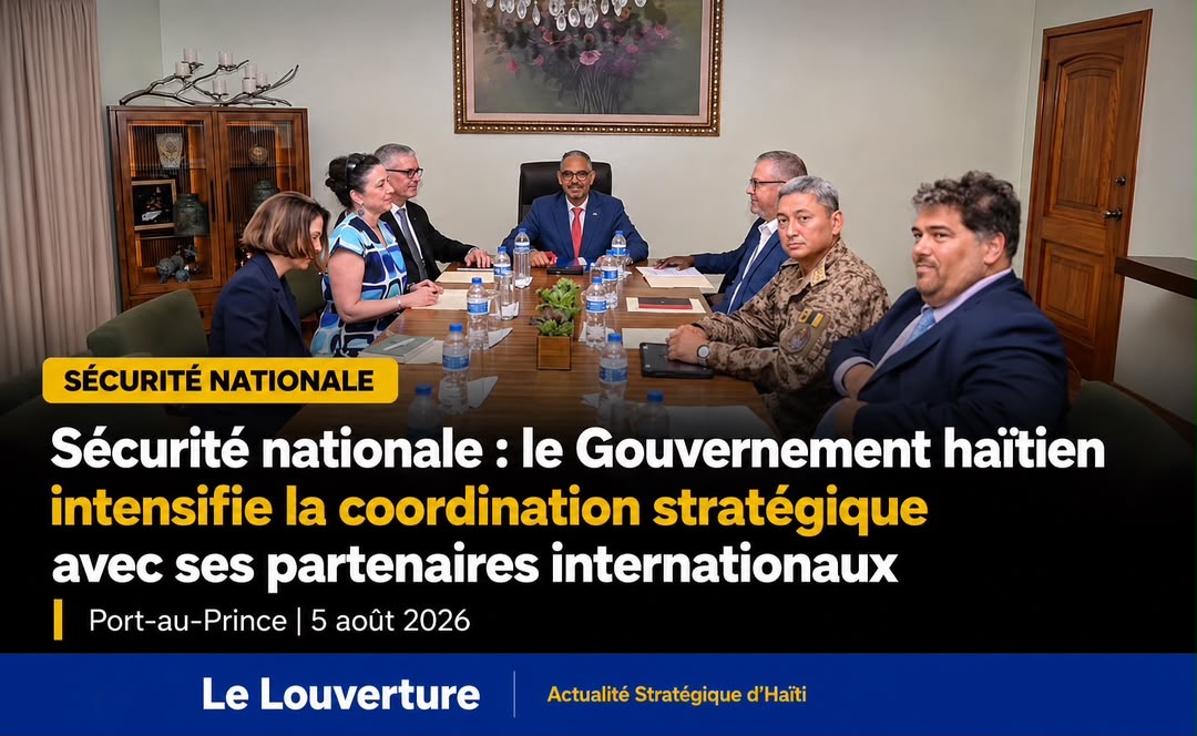 Réunion de haut niveau sur la sécurité nationale à Port-au-Prince avec le Premier ministre Alix Didier Fils-Aimé et le chargé d'affaires américain David Howell le 5 août 2026