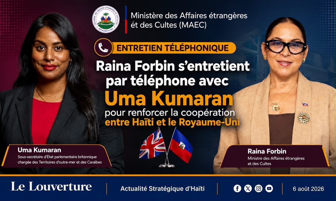 La ministre Raina Forbin échange avec la sous-secrétaire d'État britannique Uma Kumaran pour renforcer la coopération Haïti-Royaume-Uni.
