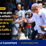 Le Premier ministre Alix Didier Fils-Aimé s'entretient avec des élèves lors de l'inauguration de l'École Nationale de Marre-à-Coiffe, à Aquin, le 13 août 2026.