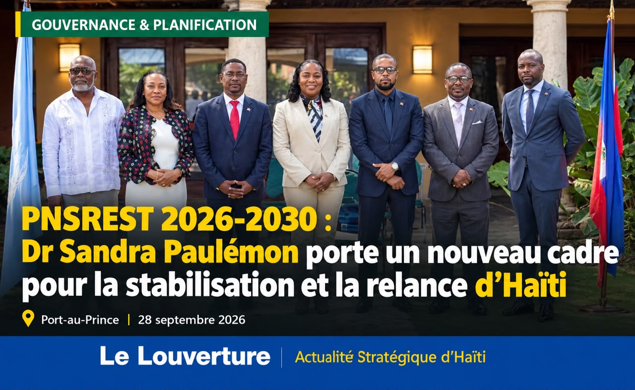 Dr Sandra Paulémon présidant la réunion de validation des orientations stratégiques du PNSREST 2026-2030.