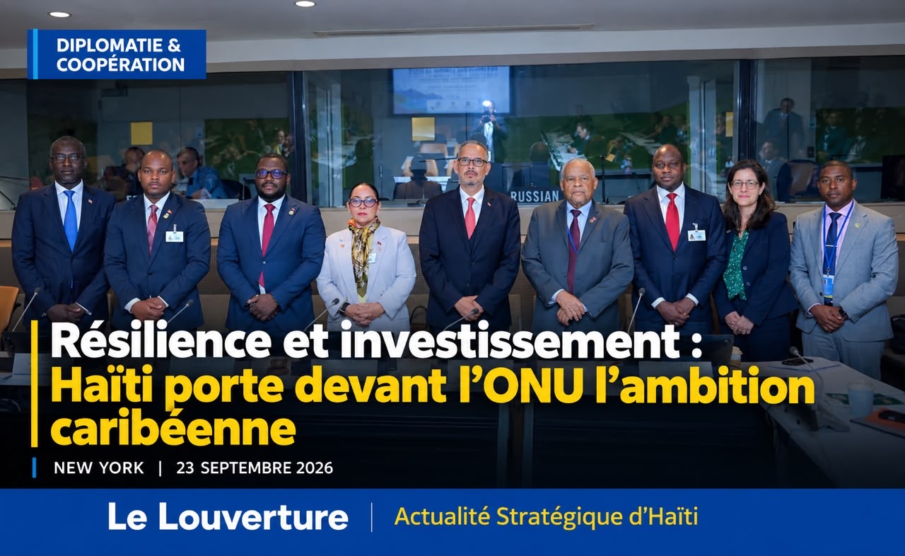 Résilience et investissement : Haïti porte devant l’ONU l’ambition caribéenne 33 Le Premier ministre Alix Didier Fils-Aimé lors de la rencontre sur la résilience et l'investissement en marge de l'Assemblée générale de l'ONU.