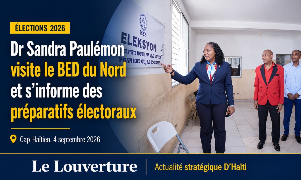 Dr Sandra Paulémon visite le Bureau électoral départemental du Nord au Cap-Haïtien et échange avec les responsables sur les préparatifs électoraux.