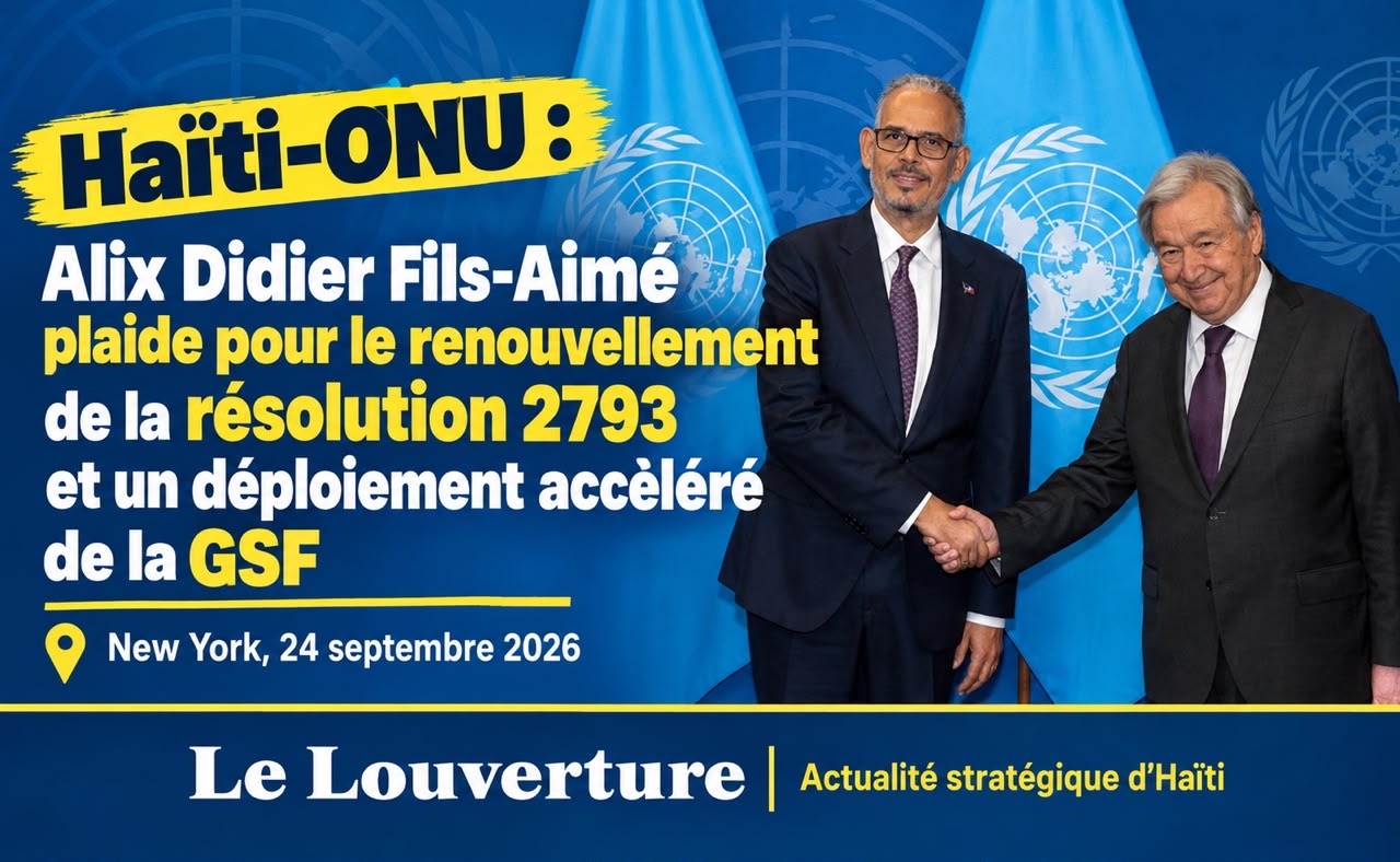 Le Premier ministre Alix Didier Fils-Aimé et le Secrétaire général de l'ONU António Guterres lors de leur rencontre à New York.