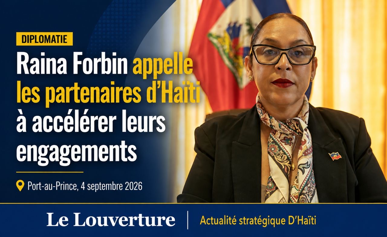 La ministre des Affaires étrangères et des Cultes, Raina Forbin, intervient à distance lors de la IVe Réunion du Groupe des amis d’Haïti, organisée au siège de l’OEA à Washington.