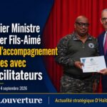 Le Premier ministre Alix Didier Fils-Aimé préside à l’Hôtel Karibe la cérémonie de déploiement de 150 facilitateurs en santé mentale et de 30 formateurs en éducation numérique.