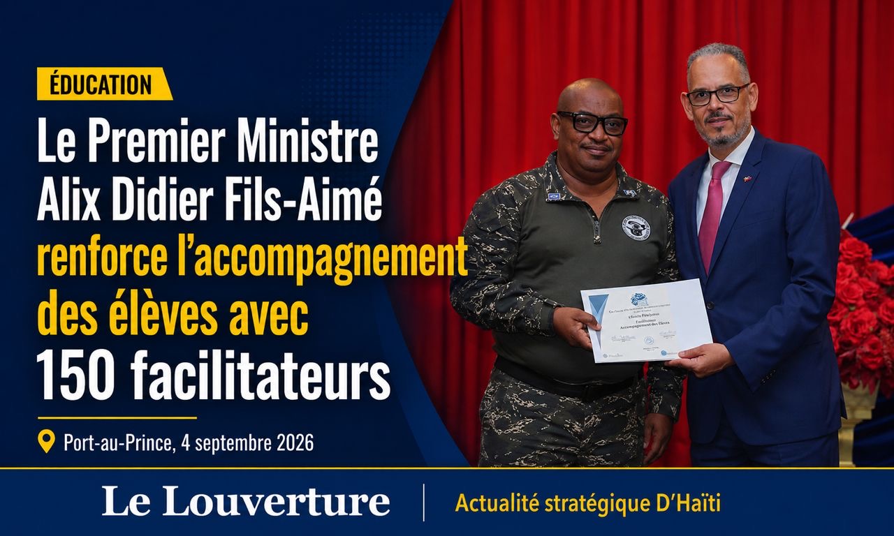Le Premier ministre Alix Didier Fils-Aimé préside à l’Hôtel Karibe la cérémonie de déploiement de 150 facilitateurs en santé mentale et de 30 formateurs en éducation numérique.