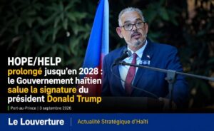 Le Premier ministre haïtien Alix Didier Fils-Aimé s’exprime lors d’une intervention officielle, dans le contexte de la prolongation de HOPE/HELP jusqu’au 31 décembre 2028.