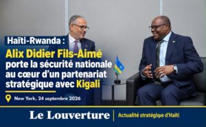 Le Premier ministre Alix Didier Fils-Aimé et son homologue rwandais Dr Justin Nsengiyumva lors de leur rencontre à New York.
