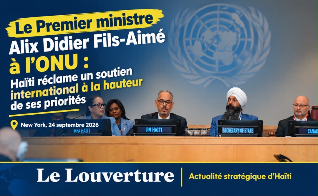 Le Premier ministre Alix Didier Fils-Aimé à l’ONU : Haïti réclame un soutien international à la hauteur de ses priorités 7 Le Premier ministre Alix Didier Fils-Aimé lors de la réunion ministérielle du Groupe consultatif spécial sur Haïti à New York.