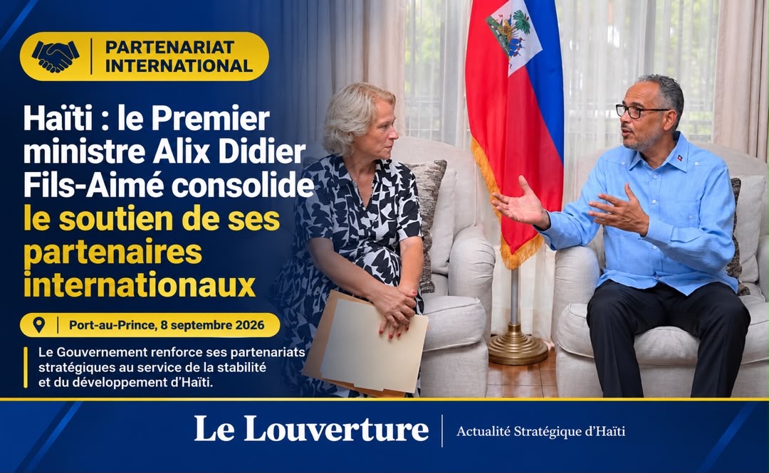 Alix Didier Fils-Aimé en réunion avec des partenaires internationaux.