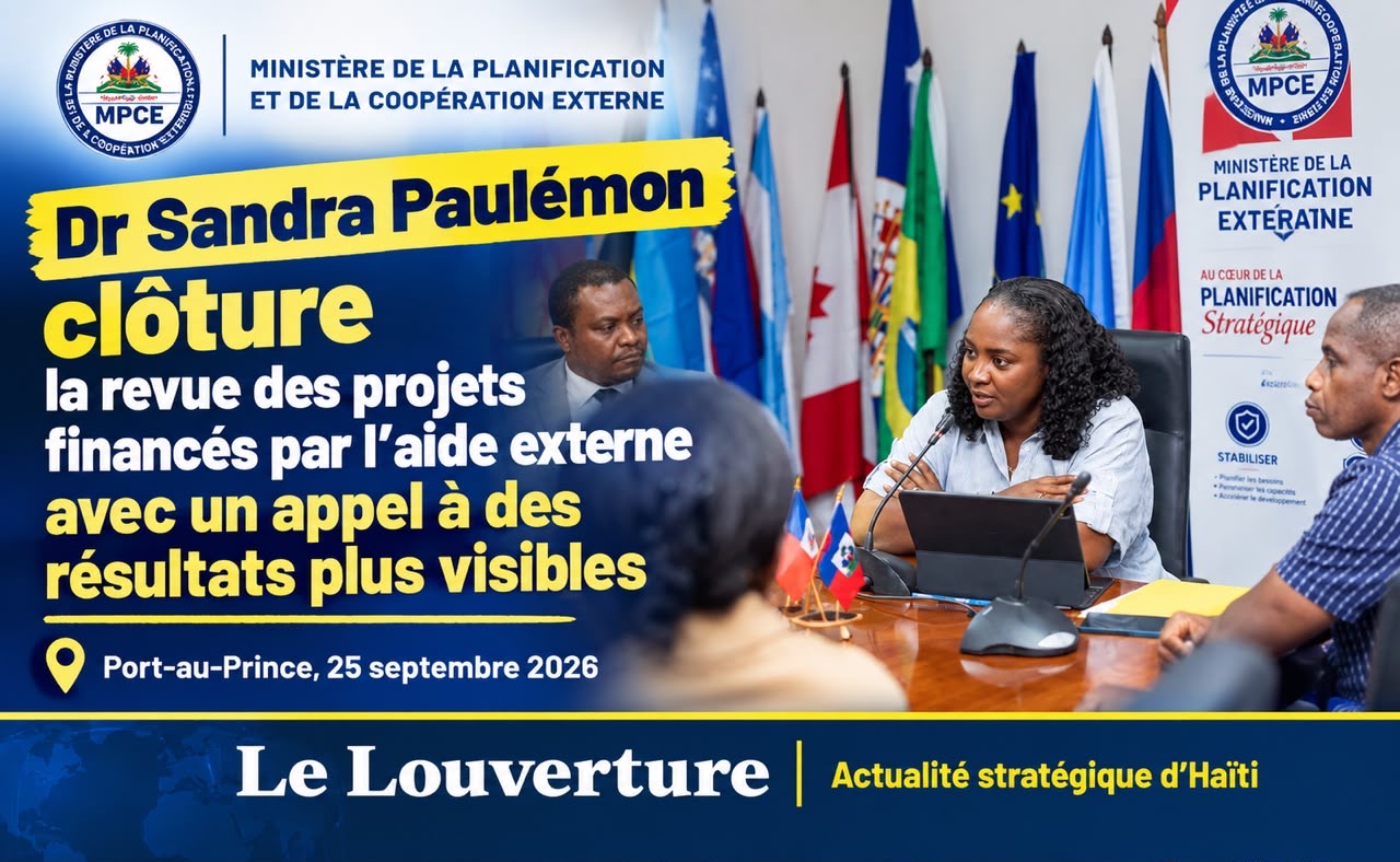 Dr Sandra Paulémon clôture la revue des projets financés par l’aide externe avec un appel à des résultats plus visibles 7 Dr Sandra Paulémon préside la clôture de la revue des projets à financement externe au MPCE