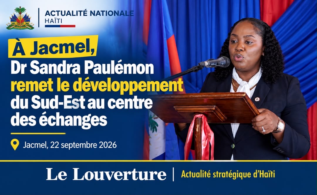 À Jacmel, Dr Sandra Paulémon remet le développement du Sud-Est au centre des échanges 41 La ministre de la Planification et de la Coopération externe, Sandra Paulémon, lors de la relance de la Table départementale de concertation du Sud-Est à Jacmel.