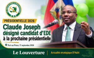 Claude Joseph, ancien Premier ministre haïtien et candidat désigné du parti EDE à la prochaine élection présidentielle.