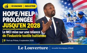 HOPE/HELP prolongée jusqu’en 2028 : le MCI mise sur une relance de l’industrie textile haïtienne 18 James Monazard, ministre du Commerce et de l’Industrie.