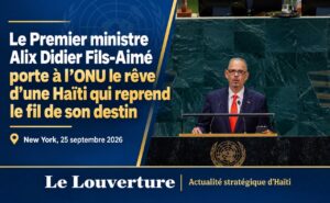 Le Premier ministre Alix Didier Fils-Aimé prononce son discours devant l’Assemblée générale des Nations Unies à New York