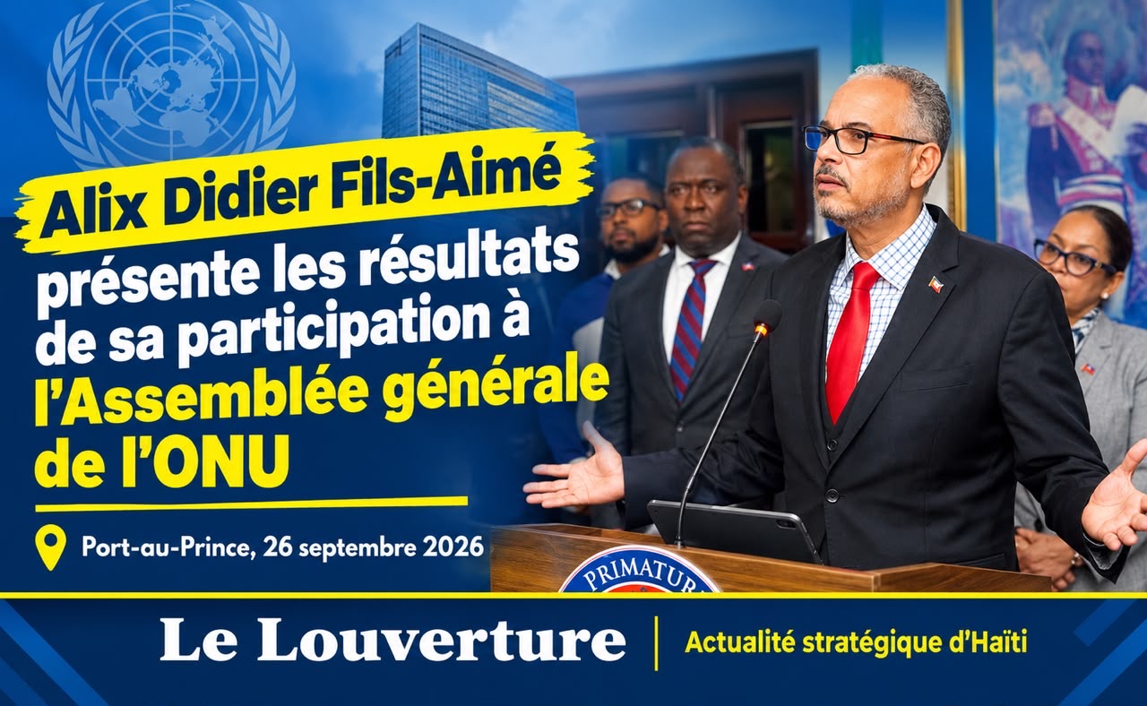 Le Premier ministre Alix Didier Fils-Aimé lors de la présentation des résultats de sa participation à l'Assemblée générale de l'ONU.