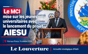 Lancement du projet AIESU à l'Université Quisqueya en présence du ministre James Monazard.