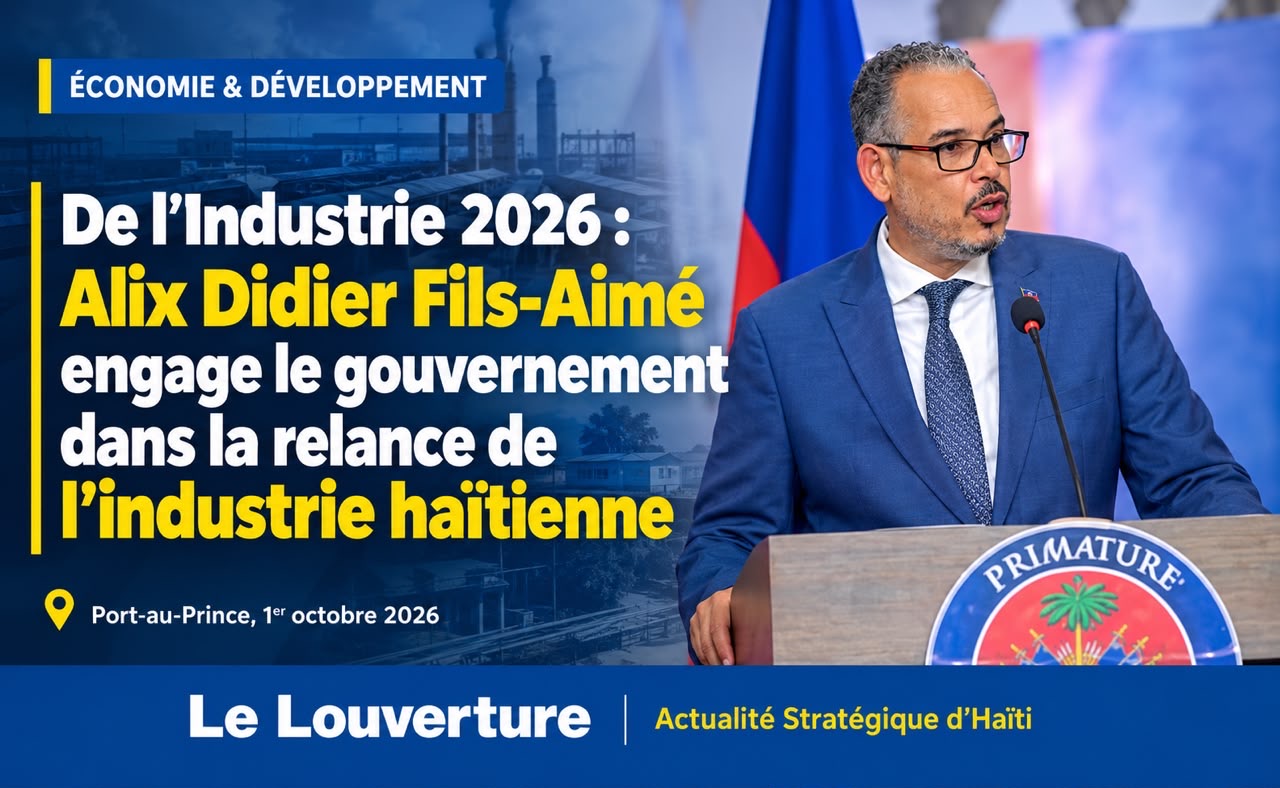Le Premier ministre Alix Didier Fils-Aimé lors du coup d'envoi de la Semaine de l'Industrie 2026 à l'hôtel Karibe.