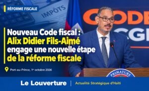 Le Premier ministre Alix Didier Fils-Aimé lors du lancement du nouveau Code fiscal haïtien.