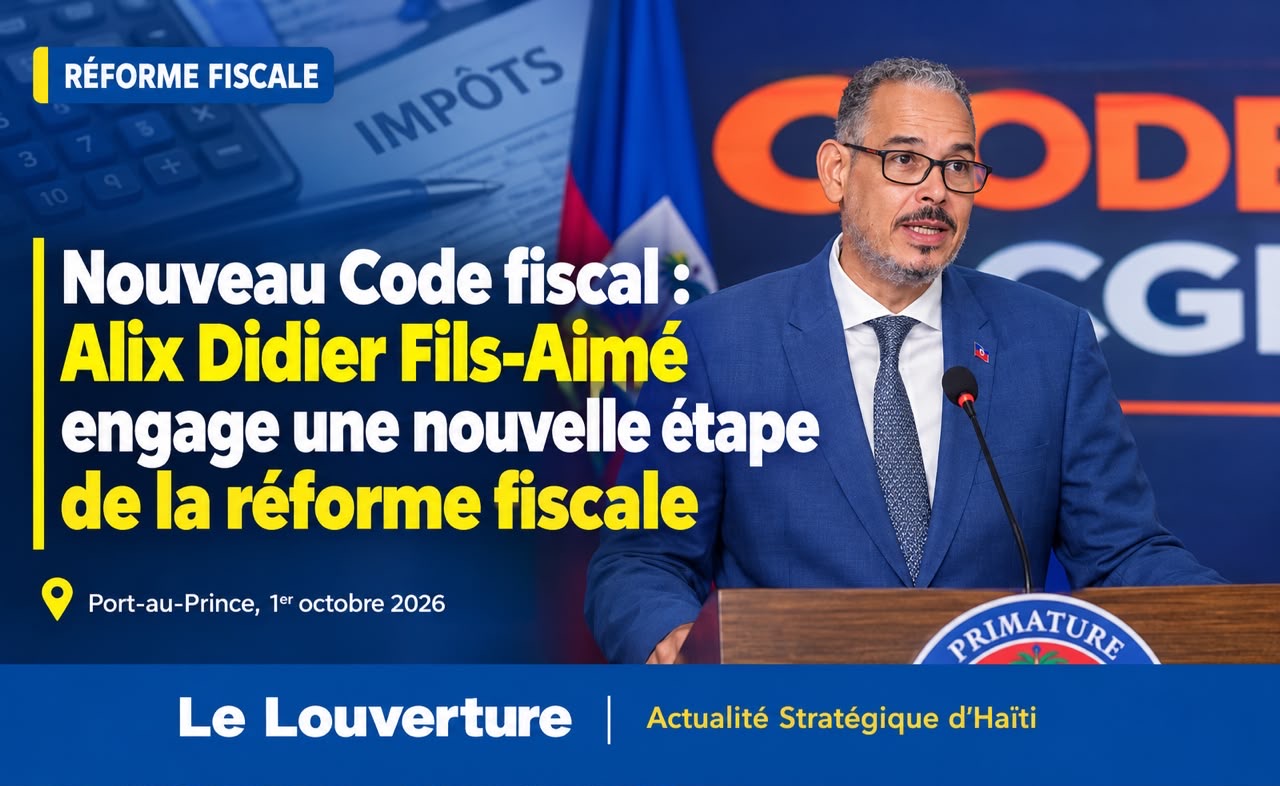 Le Premier ministre Alix Didier Fils-Aimé lors du lancement du nouveau Code fiscal haïtien.